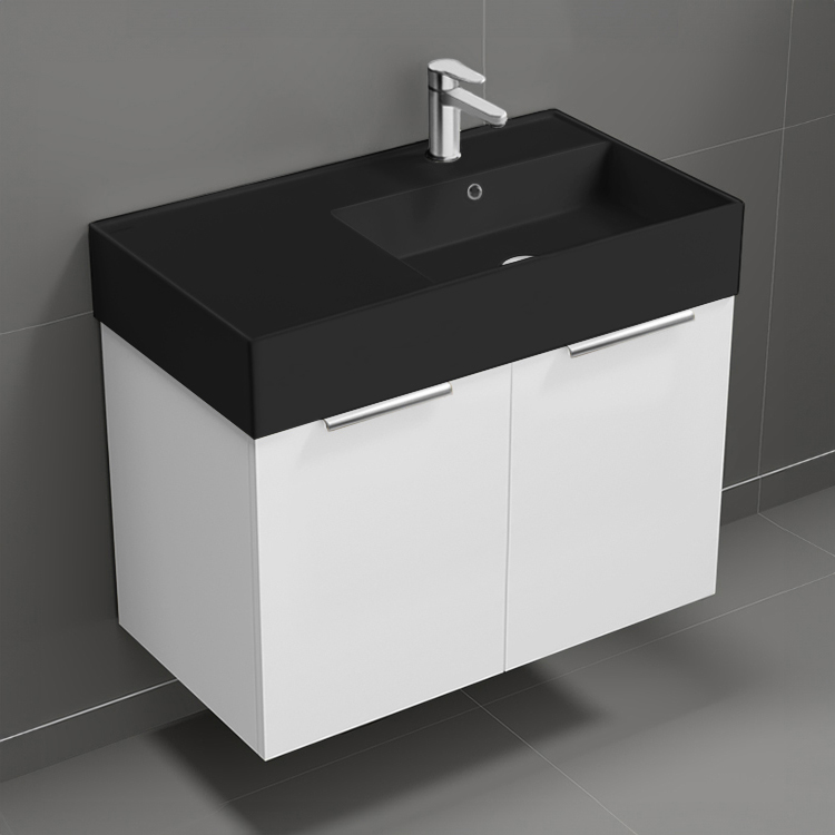 Bathroom Vanity Floating Bathroom Vanity, Modern, 32 Inch, Chrome Handles Nameeks DERIN746